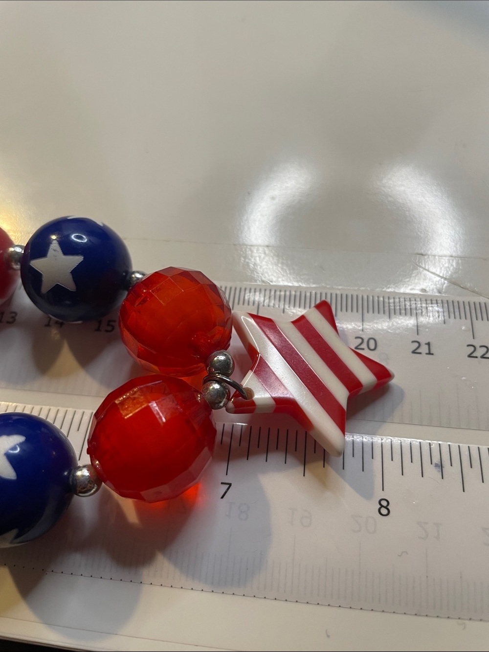 Kids Red White Blue Star Beaded Necklace - Picture 2 of 3